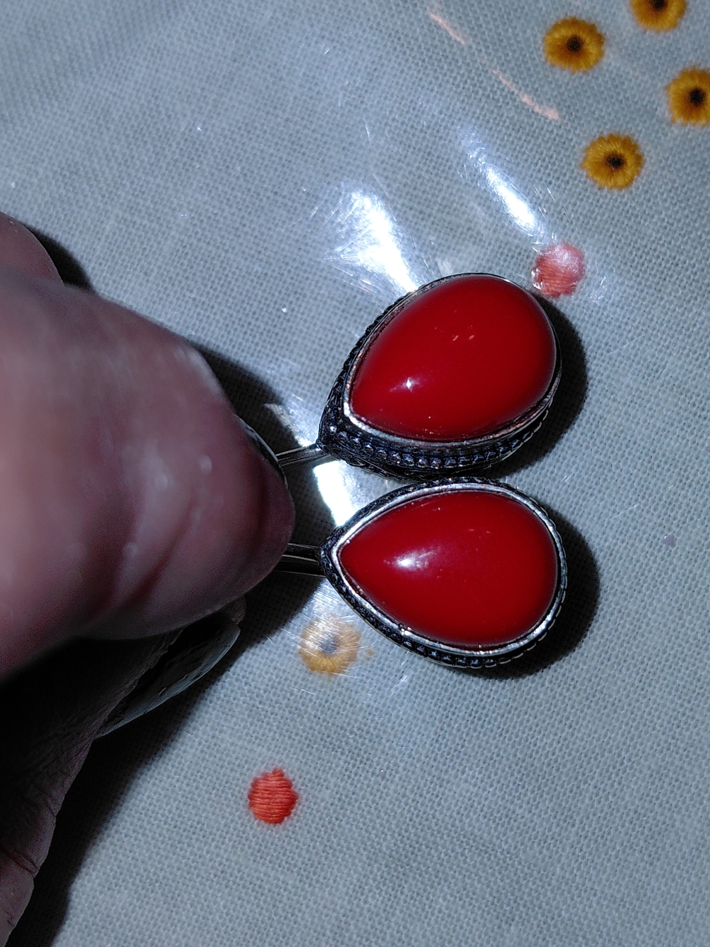 Red Coral Teardrop Dangle Earrings - Women's Jewelry